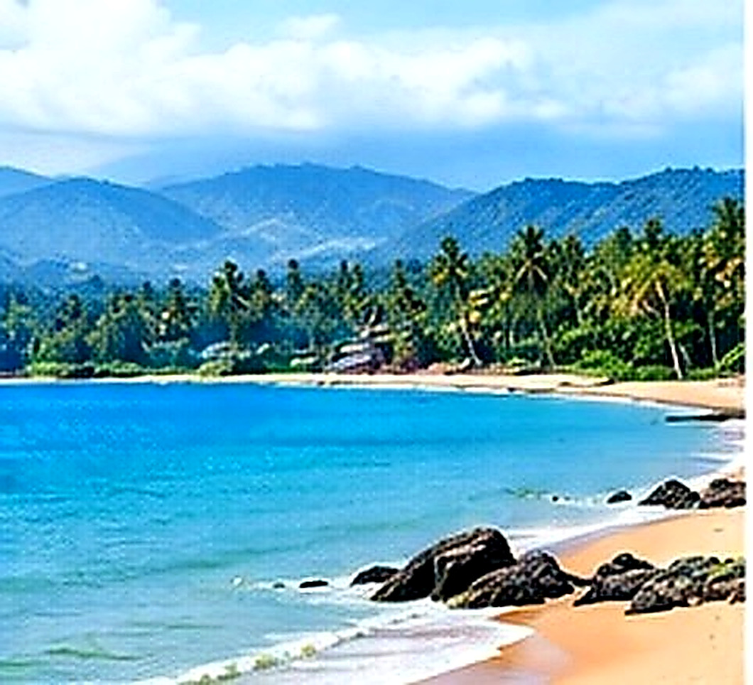 Coastal beach scenery in Kerala