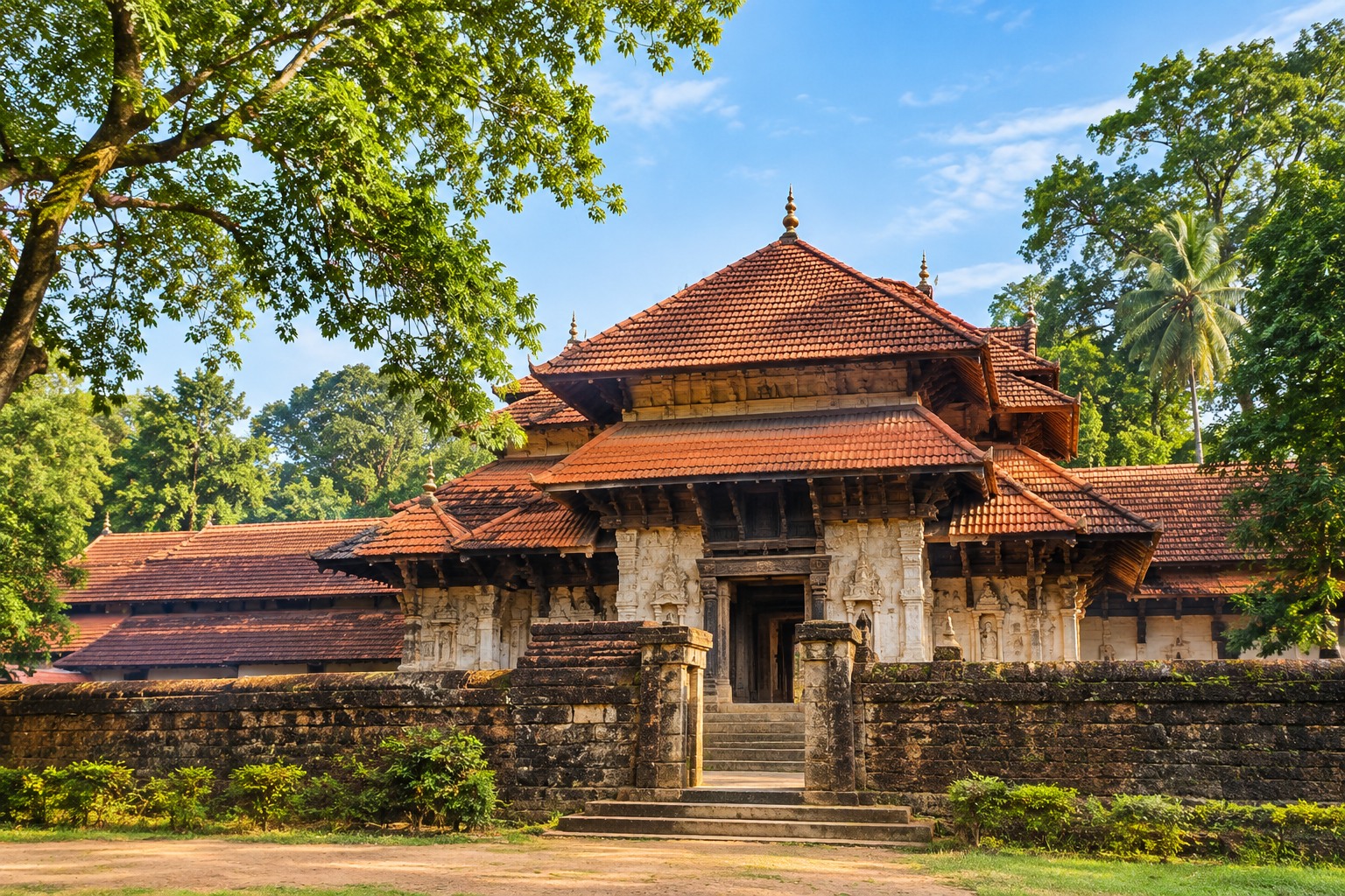 Illustrative traditional Kerala temple architecture; exact landmark photograph not verified